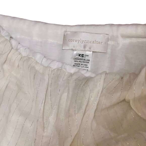 corey lynn calter Womens Size XS Cream Metallic Stripe Strapless Maxi Dress - Picture 4 of 11